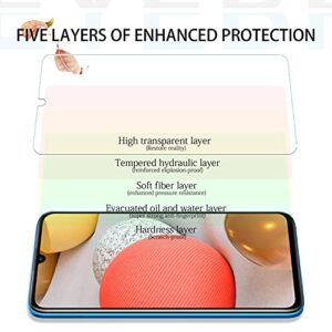 Galaxy A42 HD Clear Tempered Glass Screen Protector + Camera Lens Protectors by YEYEBF, [2+2 Pack] [3D Glass] [Bubble-Free] [Anti-Glare] Screen Protector Glass for Samsung Galaxy A42