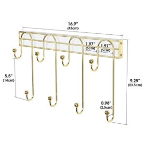 J JACKCUBE DESIGN Wall Mounted Coffee Mug Cup Holder Gold Metal Rack for Home, Kitchen Tea Cup Display Storage Organizer with 8 Hooks - MK738A