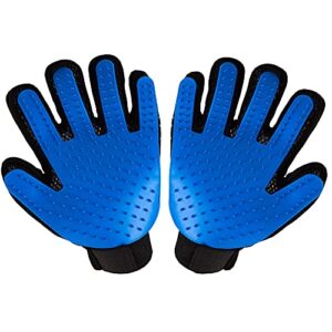 bangogo pet grooming glove, gentle deshedding brush for dog and cat, efficient pet hair remover mitt, 1 pair left & right gentle de-shedding glove brush(blue) (blue)