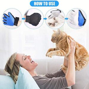 Bangogo Pet Grooming Glove, Gentle Deshedding Brush for Dog and Cat, Efficient Pet Hair Remover Mitt, 1 Pair Left & Right Gentle De-Shedding Glove Brush(Blue) (Blue)