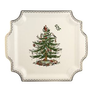 spode - christmas tree collection - gold square platter - measured at 12.5" - dishwasher safe