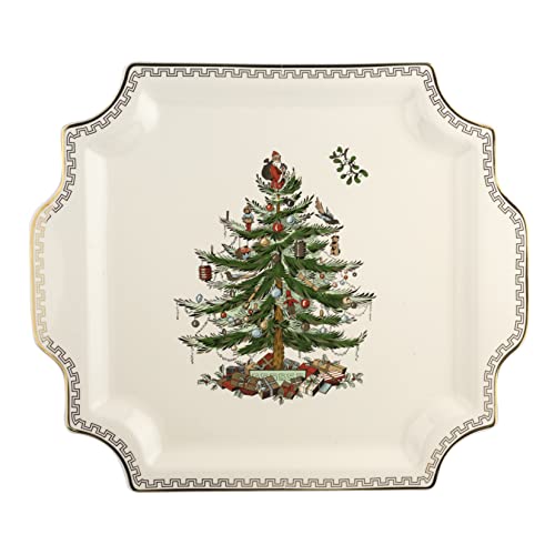 Spode - Christmas Tree Collection - Gold Square Platter - Measured at 12.5" - Dishwasher Safe