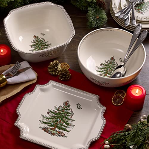 Spode - Christmas Tree Collection - Gold Square Platter - Measured at 12.5" - Dishwasher Safe