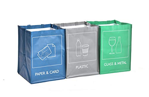 YOUNG DA Reusable Recycle Bin Bags, Separate Recycling Trash Bins Box for Home Kitchen Garden, Recyclable Waste Sorting Organizer Waterproof Compartment Container(3pcs)