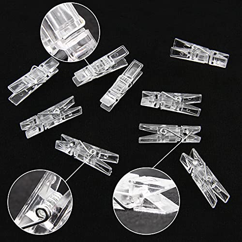 LOMIMOS Mini Clear Utility Plastic Clip,Clothespins for Paper Clothes Photo Small Card Message Sealed Bag,Pack of 100