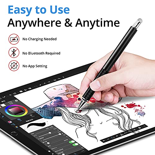 Capacitive Stylus Pen (4 Pack), Universal Stylist Pens [2 in 1 Precision Series] Fine Point Disc Stylus Touch Screen Pens for iPhone/iPad/Android/Tablet and All Capacitive Touch Screens