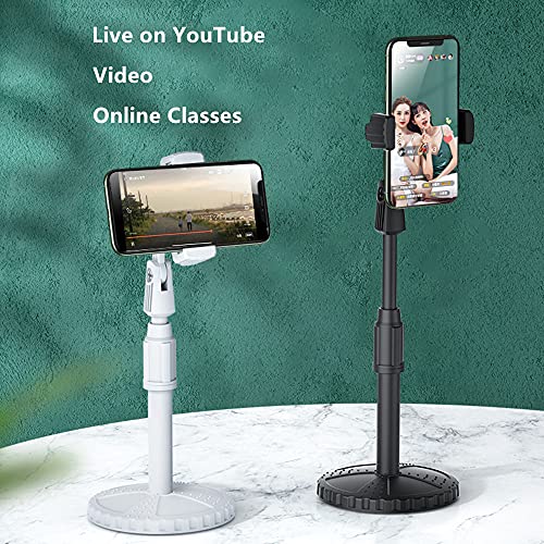 Amazing 7 Liftable Live Broadcast Stand, Retractable Desktop Phone Stand, Cell Phone Stands, Phone Holder, Live on YouTube Instagram, Video, Makeup, Online Classes (Ivory White)