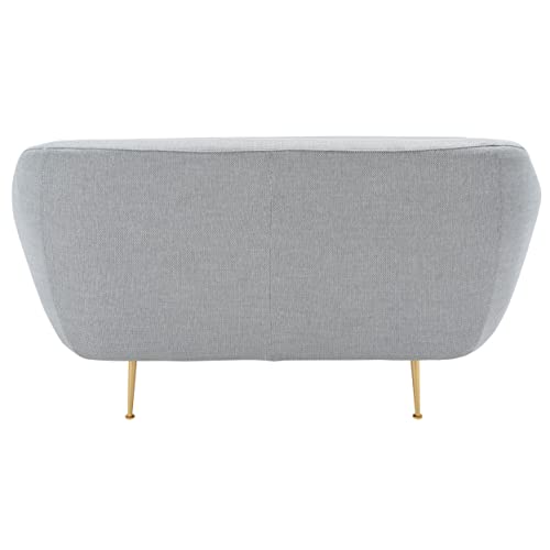 Safavieh Couture Home Collection Belladonna Mid-Century Light Grey Upholstered Living Room Bedroom Foyer Loveseat Settee SFV4525A