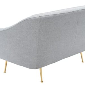 Safavieh Couture Home Collection Belladonna Mid-Century Light Grey Upholstered Living Room Bedroom Foyer Loveseat Settee SFV4525A