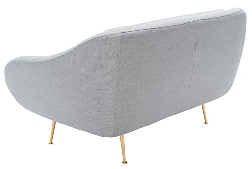 Safavieh Couture Home Collection Belladonna Mid-Century Light Grey Upholstered Living Room Bedroom Foyer Loveseat Settee SFV4525A