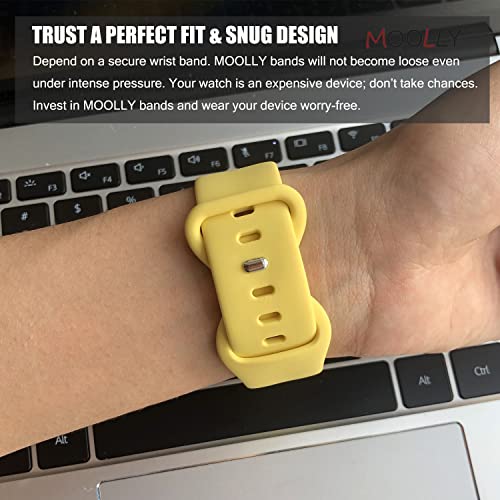 MOOLLY Band Compatible with Apple Watch Band 38mm 40mm 41mm 42mm 44mm 45mm 49mm, Soft Silicone Watch Strap Replacement Sport Band for iWatch Band Ultra SE Series 8/7/6/5/4/3/2/1 Sport & Edition (Pollen Yellow, 41mm/40mm/38mm S/M)