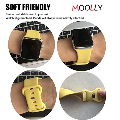 MOOLLY Band Compatible with Apple Watch Band 38mm 40mm 41mm 42mm 44mm 45mm 49mm, Soft Silicone Watch Strap Replacement Sport Band for iWatch Band Ultra SE Series 8/7/6/5/4/3/2/1 Sport & Edition (Pollen Yellow, 41mm/40mm/38mm S/M)