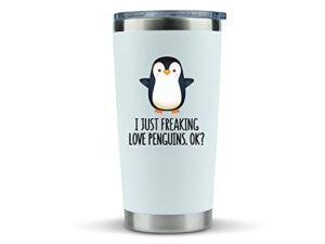 klubi penguin gifts coffee tumbler - large 20oz stainless steel tumbler - gift idea for penguin lovers, women, men