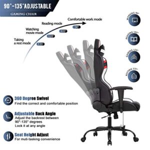 Gaming Chair Massage Office Chair Racing Computer Chair with Lumbar Support Headrest Armrest Task Rolling Swivel Ergonomic PU Leather Adjustable Desk Chair