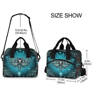MNSRUU Insulated Lunch Bag Butterfly Skull Mysticism Lunch Tote Reusable Cooler Bag Container with Adjustable Shoulder Strap