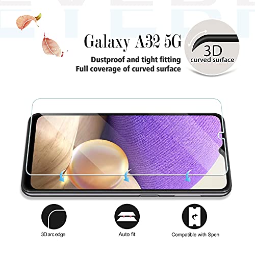 Galaxy A32 5G Tempered Glass Screen Protector by YEYEBF, [2 Pack] [3D Glass] [Bubble-Free] [Anti-Glare] Screen Protector Glass for Samsung Galaxy A32