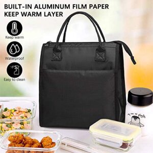 Lunch Bag , BINSENI Lunch Bags for Women & Men Lunch Tote Insulated , Reusable Large Lunch Bag Suitable for Work, Picnics and Outdoor Activities(Black)