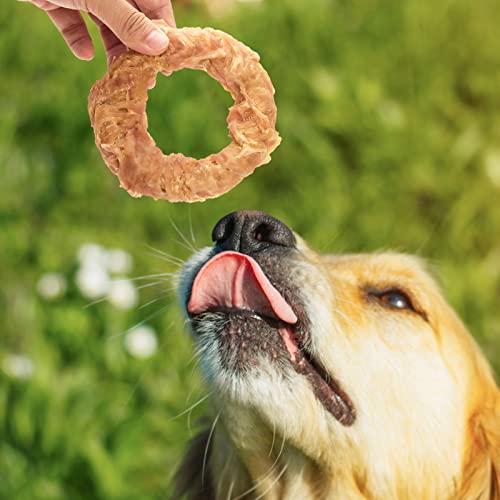 Jungle Calling Beef Tendons for Adult Dogs, Chicken Wrapped Tendons Dog Chews Long Lasting Hip and Joint Supplement for Dogs with Glucosamine (Ring)