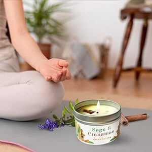 Chandelita Cinnamon Sage Candle for Cleansing House, Home Blessing and Energy with Sage Leaves and Soy Wax for Purification, Relaxation - Meditation Candle - Chakra Candles - Cinnamon Candle