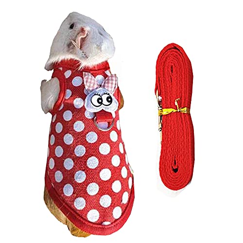 Anelekor Small Animals Christmas Costume Hamster Santa Coat Guinea Pig Harness and Leash Set Small Pets Clothes for Rats Lizard Kitty Mini Dog Hedgehog Iguana and Small Breeds Red, Medium