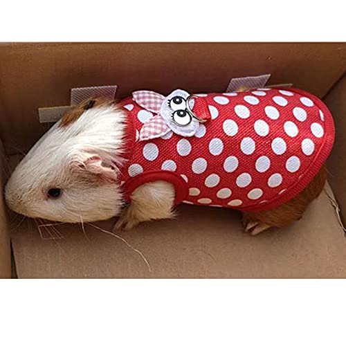 Anelekor Small Animals Christmas Costume Hamster Santa Coat Guinea Pig Harness and Leash Set Small Pets Clothes for Rats Lizard Kitty Mini Dog Hedgehog Iguana and Small Breeds Red, Medium