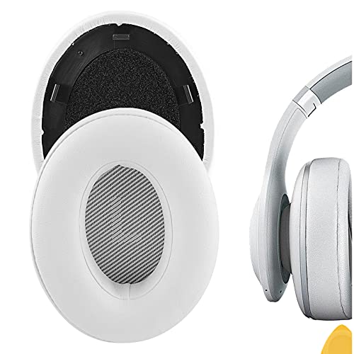 Geekria QuickFit Protein Leather Replacement Ear Pads for JBL Everest Elite 700, V700NXT Headphones Earpads, Headset Ear Cushion Repair Parts (White)