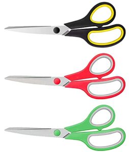 zekpro 3 pack scissors 8" craft scissors all purpose, heavy duty sharp blade shears sewing scissor for office, fabric and school supplies left - right handed