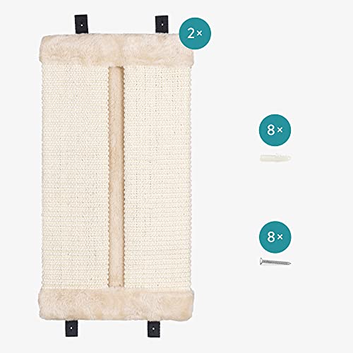 Navaris Corner Wall Cat Scratcher (Set of 2) - Wall Mounted Sisal Scratching Pad for Cats - Vertical Corner Mount Scratch Panel Protector for Walls