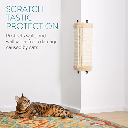 Navaris Corner Wall Cat Scratcher (Set of 2) - Wall Mounted Sisal Scratching Pad for Cats - Vertical Corner Mount Scratch Panel Protector for Walls