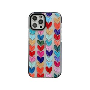 color mix drawing loving heart clear case for apple iphone 12 pro max mobile phone basic cases shockproof sides protect cover for iphone 12promax 6.7 inch