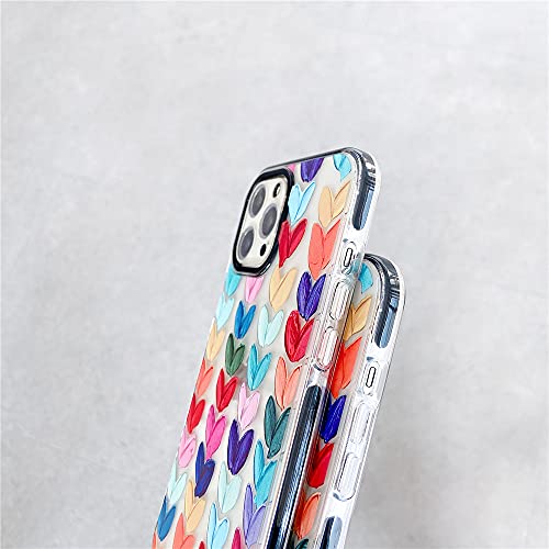 Color Mix Drawing Loving Heart Clear Case for Apple iPhone 12 Pro Max Mobile Phone Basic Cases Shockproof Sides Protect Cover for iPhone 12ProMax 6.7 inch