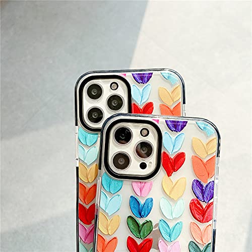 Color Mix Drawing Loving Heart Clear Case for Apple iPhone 12 Pro Max Mobile Phone Basic Cases Shockproof Sides Protect Cover for iPhone 12ProMax 6.7 inch