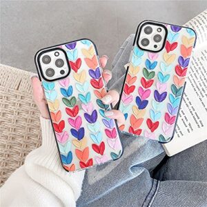 Color Mix Drawing Loving Heart Clear Case for Apple iPhone 12 Pro Max Mobile Phone Basic Cases Shockproof Sides Protect Cover for iPhone 12ProMax 6.7 inch