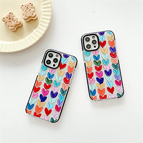Color Mix Drawing Loving Heart Clear Case for Apple iPhone 12 Pro Max Mobile Phone Basic Cases Shockproof Sides Protect Cover for iPhone 12ProMax 6.7 inch