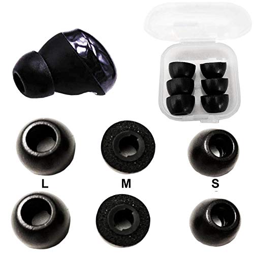 3Pairs EPYSN Memory Foam Ear Tips Compatible with Samsung Galaxy Buds Pro Earbuds,Eartip L/M/S with Portable Storage Box Case (Black)