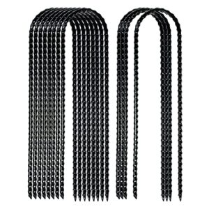 nigh coated rebar trampoline wind stakes set of 12 safety ground anchors stakes extra heavy duty metal landscape staples 10 inches long (black)