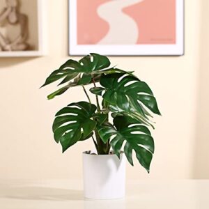 Kazeila Fake Monstera Plant Artificial Tropical Split Leaf Plant Faux Desk Plant for Indoor Decoration Perfect Housewarming Gift