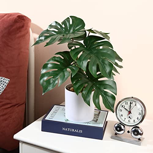 Kazeila Fake Monstera Plant Artificial Tropical Split Leaf Plant Faux Desk Plant for Indoor Decoration Perfect Housewarming Gift