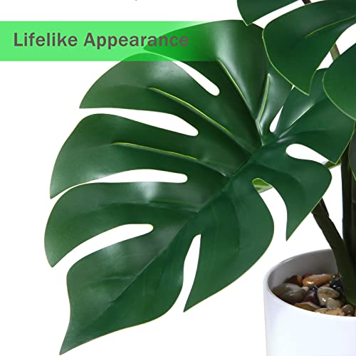 Kazeila Fake Monstera Plant Artificial Tropical Split Leaf Plant Faux Desk Plant for Indoor Decoration Perfect Housewarming Gift