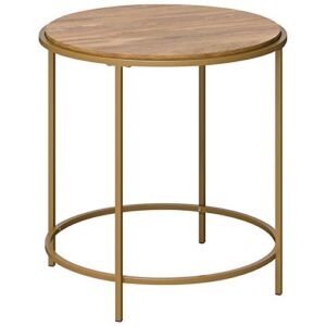 Sauder International Lux Wood and Metal Side Table in Sindoori Mango, Sindoori Mango Finish