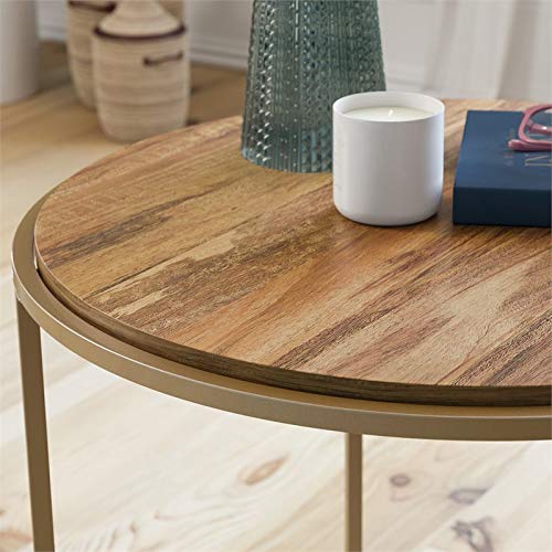 Sauder International Lux Wood and Metal Side Table in Sindoori Mango, Sindoori Mango Finish