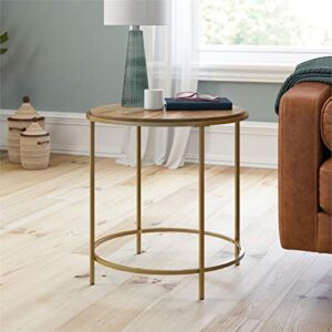 Sauder International Lux Wood and Metal Side Table in Sindoori Mango, Sindoori Mango Finish