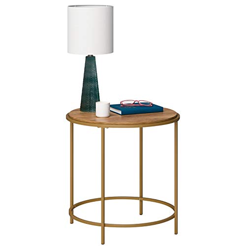 Sauder International Lux Wood and Metal Side Table in Sindoori Mango, Sindoori Mango Finish