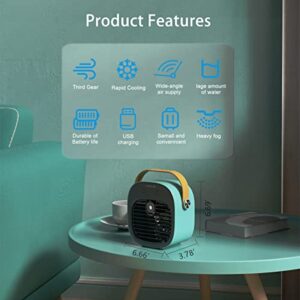 Portable Air Conditioner Fan，MiNi USB Evaporative Air Conditioner Fan，10000mAh cordless Rechargeable Personal Desktop Fan，3-Speed Silent for Office，Living Room，Bedroom，Car and Outdoor Activities（Blue）