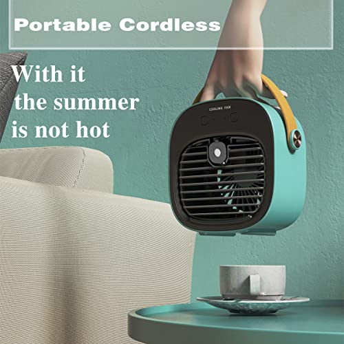 Portable Air Conditioner Fan，MiNi USB Evaporative Air Conditioner Fan，10000mAh cordless Rechargeable Personal Desktop Fan，3-Speed Silent for Office，Living Room，Bedroom，Car and Outdoor Activities（Blue）