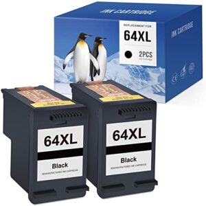 lemerouexpect 64xl remanufactured ink cartridge replacement for hp 64xl 64 xl n9j92an ink cartridges combo pack for evny photo 7155 7855 7858 6255 tangox 5542 7800 printer (black, 2p)