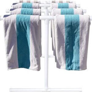 Towel Rack - Poolside Storage Organizer for Drying Wet Towels, Floats, Noodles, Paddles, 37.5" W x 37.5" L x 41" H, (White)