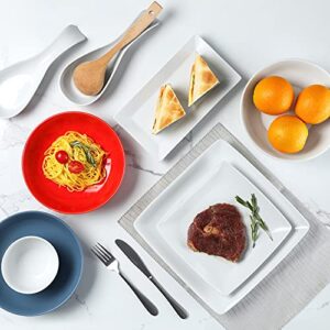 Yedio Porcelain Square Dinner Plates, 10.75 Inch Square Serving Plate for Steak, Pasta, Salad, Snacks, Pizza, Appetizer Plates-Set of 6, White
