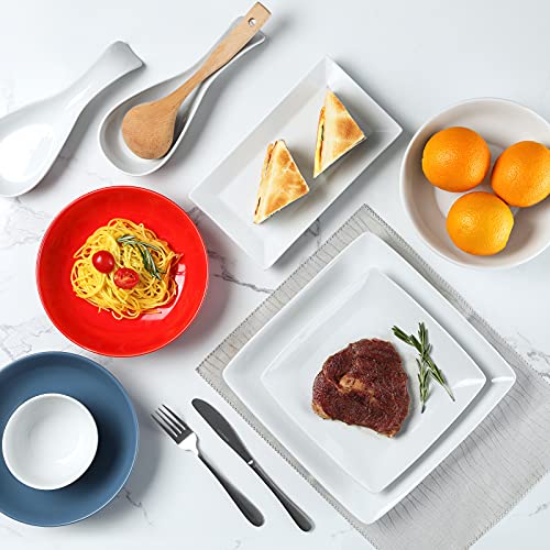 Yedio Porcelain Square Dinner Plates, 10.75 Inch Square Serving Plate for Steak, Pasta, Salad, Snacks, Pizza, Appetizer Plates-Set of 6, White