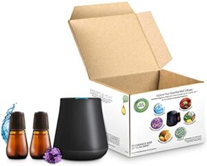 air wick essential mist starter kit (diffuser + 2 refills), lavender and almond blossom/fresh water breeze, essential oil diffuser, air freshener